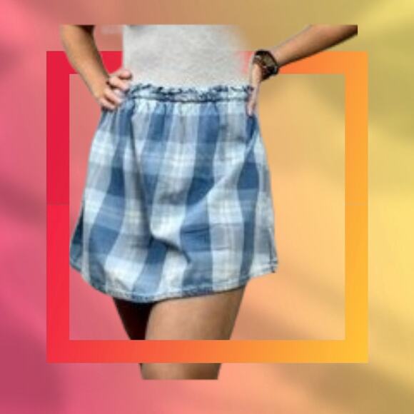 FREE with bundle! American Eagle Outfitters plaid chambray pull on mini skirt - Picture 7 of 7